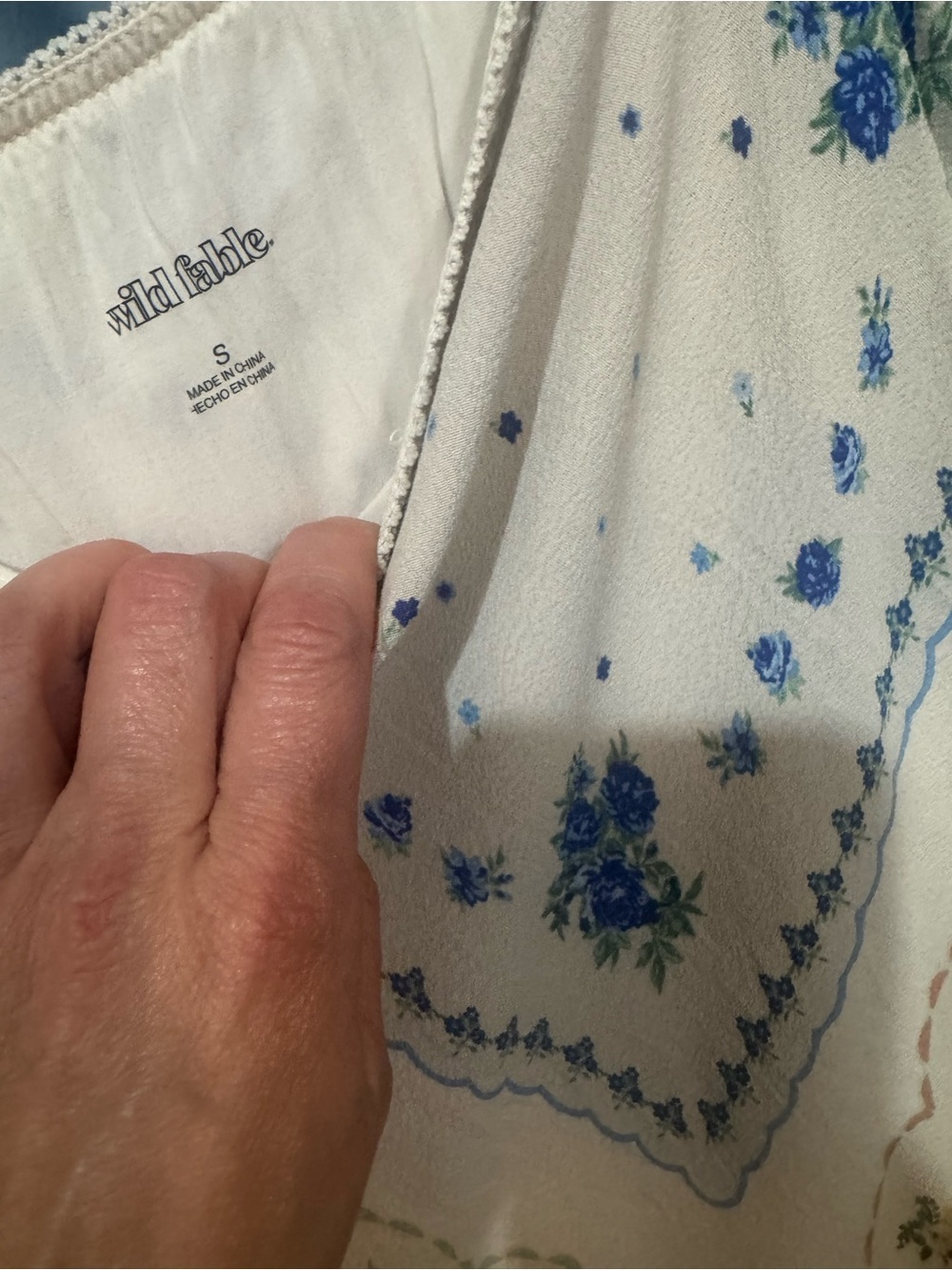wild fable Cream Bandana Floral Midi Skirt with Blue and Pink Accents - Picture 2 of 6